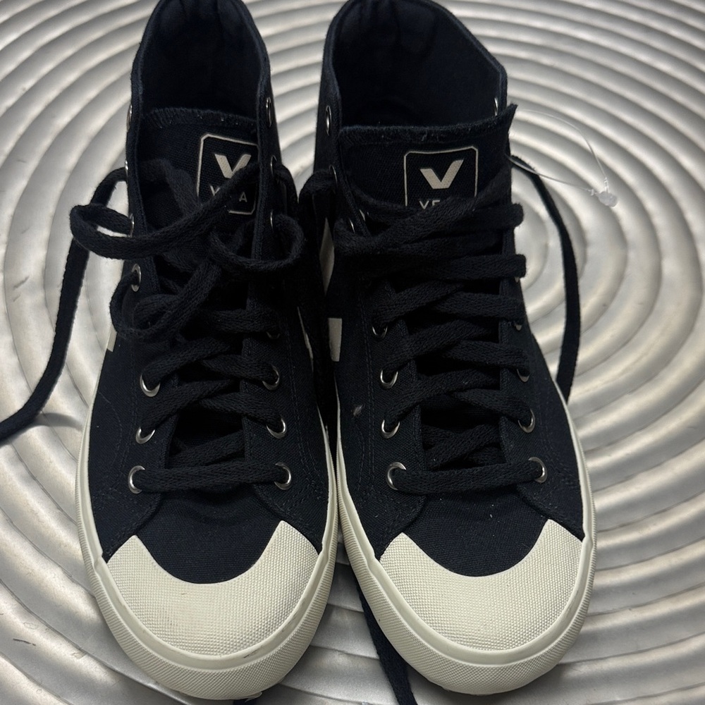 Veja Black and White High-Top Sneakers